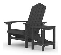 Yisssmeng Sillón de jardín Adirondack con mesa auxiliar HDPE antracita Set | Muebles de jardín resistentes a la intemperie hechos de polietileno de alta densidad para terraza y balcón