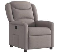 Yisssmeng Sillón de relax gris topo 78 x 95 x 100 cm con función de reclinación manual y bolsillo lateral, poliéster transpirable, marco de madera y metal, silla de lectura que ahorra espacio para