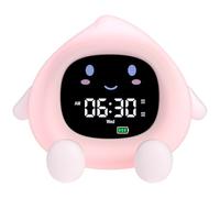 YISSVIC Despertador Infantil Reloj Despertador Digital con 4 Niveles de Brillo Ajustables 7 Colores de Luz 2 Grupos de Alarmas con Función de Repetición, Recargable para Infantil Adulto- Melocotón