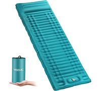 Yissvic Esterilla isotérmica autoinflable para dormir con bomba de pie, resistente al agua, colchón de aire al aire libre para senderismo, mochilero, camping, tienda de campaña, color azul pavo real