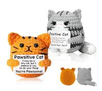 Yistoi Regalos de gato positivos, peluches de ganchillo positivos, muñeco de ganchillo hecho a mano, amuleto de la suerte y abrazo de bolsillo, regalo de apoyo emocional, regalo de mutuo para