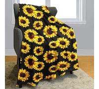 YISUMEI Manta de girasol, 150 x 200 cm, impresión de doble cara, suave, cálida, reversible, para mujeres y niñas, cumpleaños, color negro