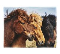 YISUMEI Manta de piel sintética suave con estampado de animales, manta cálida para cama y sofá, caballos amarillos, Color 1, 150 x 200 cm