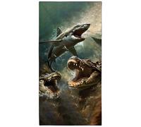 YISUMEI Shark & Cocodrilos - Toallas de playa para adultos, extragrandes, 180 x 90 cm, microfibra de secado rápido, para viajes, natación, camping, deportes
