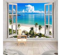 YISUMEI Tapiz de playa en el océano, naturaleza del mar de Hawaii, tapices falsos para colgar en la pared para dormitorio, sala de estar, decoración tropical de verano para oficina (L/150x200 cm)