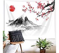 YISUMEI Tapiz Japonés Decorativo Fuji Dormitorio Tapiz Estético Sol Rojo Colgante Decoración Dormitorio (M/130x150cm)
