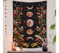 YISUMEI - Tapiz para pared (130 x 150 cm), diseño de luna y flores, color negro