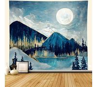 YISUMEI Tapiz Pared Dormitorio Salón Universidad Dormitorio Decoración Pared del Bosque de Montaña Patrón Árbol Luna Naturaleza
