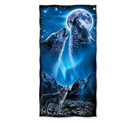 YISUMEI - Toalla de ducha/playa - Lobos aullando luna - 70 cm x 140 cm