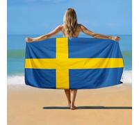 YISUMEI Toalla de playa con bandera sueca, XXL, 180 x 90 cm, toalla de microfibra de secado rápido, con bolsa, absorbente y sin arena, toalla de viaje ligera para playa, piscina