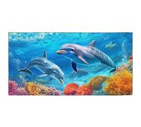 YISUMEI Toallas de playa de delfines submarinos para adultos, extragrandes, 180 x 90 cm, microfibra de secado rápido, para viajes, natación, camping, deportes