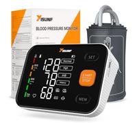 YISUNF Tensiómetro de Brazo Digital Automático para Uso Doméstico, Monitor de Presión Arterial y Frecuencia Cardíaca con Pantalla LED, 2×120 Registros, USB-C y Manguito Ajustable 22-42 cm
