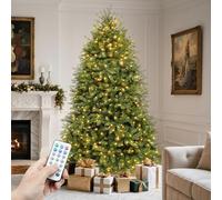 YITAHOME 1.8M Árbol de Navidad Artificial con iluminación, 450 LED, 11 Modos de luz, 1838 Puntas con Soporte, Campana Verde, Verde