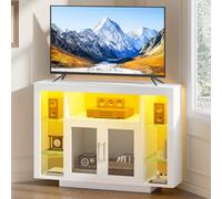 YITAHOME 100CM Mueble de TV esquinero con iluminación led RGB, Unidad de TV de Esquina para TV de hasta 55 Pulgadas con 7 estantes Abiertos del Centro de Entretenimiento de Juegos Estante de TV