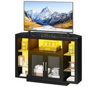YITAHOME 100CM Mueble de TV esquinero con iluminación led RGB, Unidad de TV de Esquina para TV de hasta 55 Pulgadas con 7 estantes Abiertos del Centro de Entretenimiento de Juegos Estante de TV