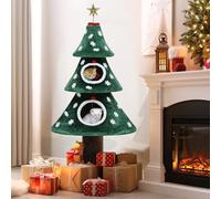 YITAHOME 132 cm Árbol Grande para Gatos con casa para Gatos de Dos Pisos, Torre para Gatos, con Juguetes para Gatos, Centro de Actividades para Gatitos, decoración navideña, Verde