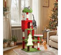 YITAHOME 137cm Torre de árbol para Gatos con Condominios, Perchas Superiores, Hamaca, Postes y Tablero para Rascar de Sisal, Centro de Actividades de Juego para Gatitos, Decoración Navideña