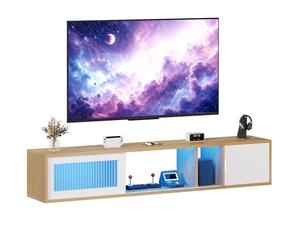 YITAHOME 148 cm Mueble TV Suspendido, Moderna Mueble de TV Flotante con Luz LED para televisores de hasta 65 Pulgadas con 22 Modos Luces Centro de Consola de Medios Entretenimiento con Puerta
