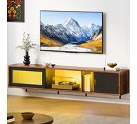 YITAHOME 148 cm Mueble TV Suspendido Moderna para televisores de hasta 65 Pulgadas con 7 led RGB 22 Modos Luces Centro de Consola de Medios Entretenimiento con Puerta para Sala de Estar y Dormitorio