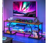 YITAHOME 160cm Mueble TV con 2 AC y 2 USB Socket para televisores de hasta 70 Pulgadas con 7 RGB LED 22 Modos de Luces Centro de Entretenimiento para Sala de Estar y Dormitorio Rustic Brown