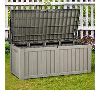 YITAHOME 460L Baúl Almacenaje Exterior Grande, Arcón Jardin Exterior Impermeable, Arcón Almacenaje Exterior Resina para Cojines, Muebles de Patio, Artículos de Jardinería, Marrón Claro