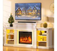 YITAHOME 72" Chimenea eléctrica, Chimenea eléctrica con Efecto de Llama LED 3D, Mueble de TV con Iluminación LED RGB Estantes de Regulables, Chimenea con Estufa de pie con calefacción Tempo