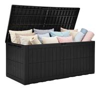 YITAHOME 833L grande al aire libre caja de almacenamiento de jardín, impermeable caja de cubierta de resina con cerradura y pistón hidráulico, 3 personas sofá asiento para cojines de patio y