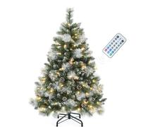 YITAHOME Árbol de Navidad Artificial de 140 cm, con Mando a Distancia, con Conos, Agujas y luz LED de Color Blanco cálido/Multicolor para salón y Oficina