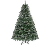 YITAHOME Árbol de Navidad Artificial de 182 cm con Nieve y Piñas, Aprox. 880 Puntas, Abeto Realista con Sistema de Plegado y Soporte Metálico, Montaje Rápido para Hogar y Tiendas, 182 x Φ105 cm