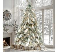 YITAHOME Árbol de Navidad artificial de 183 cm con plumas, de polietileno, con 30 plumas blancas, 355 ramas, 400 ledes de color blanco cálido, flocado verde, para salón, oficina, decoración de fiestas