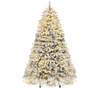 YITAHOME Árbol de Navidad Artificial de 228 cm con Nieve y 550 Luces LED de Color Blanco cálido, 1346 Puntas, Pino Realista con fácil Plegado y Soporte de Metal, Montaje rápido para el hogar