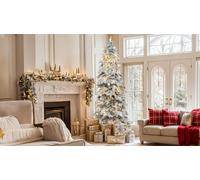 YITAHOME Árbol de Navidad Artificial de 229 cm con Nieve, con Mando a Distancia, 800 Puntas, 11 Modos de luz y 350 Luces LED, Soporte de Metal e iluminación integrada