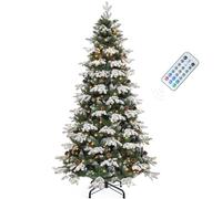 YITAHOME Árbol de Navidad Artificial de 6 pies con iluminación y Mando a Distancia, predecorado con 29 piñas y 900 Puntas de Polietileno/PVC, 11 Modos de luz, 3 temporizadores, Ajustable y Flocado
