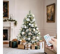 YITAHOME - Árbol de Navidad Artificial escocés Pino de 140 cm con Mando a Distancia, árbol preiluminado con Conos, Agujas e iluminación LED de Cambio de Color Blanco cálido/Multicolor para salón y