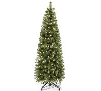 YITAHOME Árbol de Navidad Artificial Estrecho de 182cm con 200 Luces LED, Aprox. 700 Puntas, Abeto Realista con Sistema de Plegado y Soporte Metálico, Montaje Rápido, 182 x Φ65cm