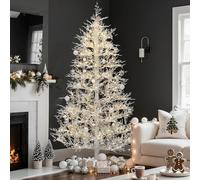 YITAHOME Árbol de Navidad de 1,8 m con Mando a Distancia, Color Blanco Artificial con tecnología de bisagras, 300 Luces Blancas cálidas y Multicolor Intercambiables, 550 Puntas de Polietileno para