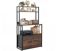 YITAHOME Archivador con cajón, archivador con estantería para A4, Carta, Archivos legales, Soporte de Metal para Impresora, para Oficina, Escuela, organización del hogar, Color marrón rústico