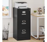 YITAHOME Archivador con cerradura de 3 cajones: antivuelco, tamaño carta/legal/A4 con ranura para tarjeta taco (45,8x45x103 cm, negro) Negro