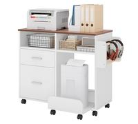 YITAHOME Archivador móvil con Base extraíble y Barra para Colgar, Organizador de Almacenamiento con 10 Ruedas, archivador para Oficina en casa, Color Blanco