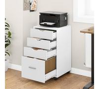 YITAHOME Archivador móvil con rueda, contenedor con 4 cajones, armario para oficina y hogar, 42 x 40 x 73 cm (blanco)