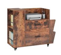 YITAHOME Archivador rodante con estantes Laterales y 4 Ruedas, archivador con Varillas Ajustables para Colgar Documentos A4/Cartas, Soporte de Impresora para Oficina en casa, Color marrón