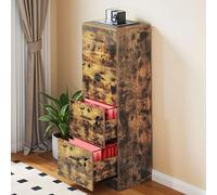 YITAHOME Archivador vertical de 4 cajones: resistente con cerradura para archivos A4/legales, oficina en casa (40x40x131 cm, necesario montaje) Castaño