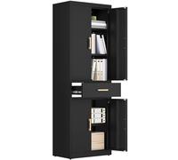 YITAHOME Armario archivador con Cerradura con 3 estantes Ajustables para Oficina, Cocina, Garaje, 180 x 60 x 34D, Color Negro
