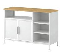 YITAHOME Armario de Almacenamiento, Armario de Metal, aparador, Armario con Puertas Dobles, Cierre magnético, estantes Ajustables, Marco de Acero, 42.5 x 15.7 x 29.9 Pulgadas, Caja Blanca + encimera