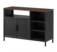 YITAHOME Armario de almacenamiento, armario de metal, aparador, armario con puertas dobles, cierre magnético, estantes ajustables, marco de acero, 42.5 x 15.7 x 29.9 pulgadas, caja negra + encimera de