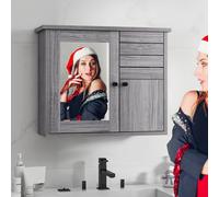YITAHOME Armario de baño con espejo, mueble de almacenamiento montado en la pared, armario de almacenamiento moderno, armario con espejo, botiquín, armario de almacenamiento para colgar en la pared