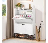 YITAHOME Armarios para Zapatos con 2 cajones abatibles, Gabinete de Zapatero Independiente con estantes Abiertos y Patas de Metal, Mueble Zapatero para Sala de Estar, Entrada y Pasillo