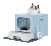YITAHOME Bandeja de Arena para Gatos, Caja de Arena Grande Cerrada para Gatos con Tapa, sin Olor, antisalpicaduras, Inodoro para Gatos con cajón y Cuchara de Arena, Bandeja Plegable para Gatos con