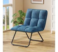 YITAHOME Butacas de Salon,Silla Tocador Plegable, Sillon Lectura Asiento Acolchado con Marco de Metal, Sillones para el Salón Ligero y Portátil para Sala, Dormitorio, Oficina,Azul
