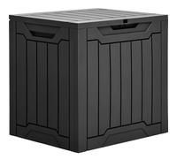 YITAHOME Caja de almacenamiento de resina para exteriores, 31 galones, resistente al agua, caja de almacenamiento para exteriores, para almohadas, equipo de jardín, con cerradura segura, color negro